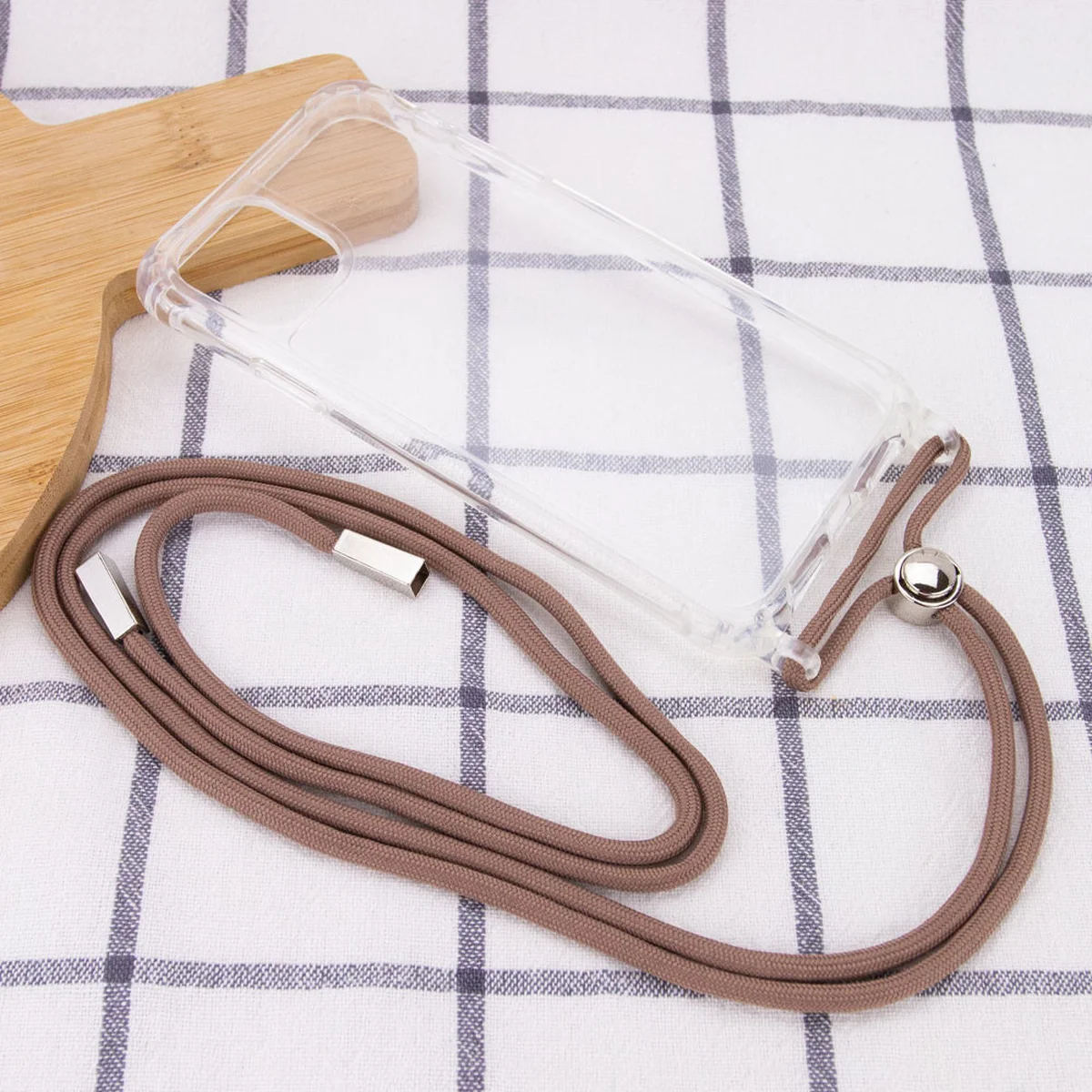 Чехол TPU Crossbody Transparent для Apple iPhone 12 Pro / 12 (6.1") Бледно-коричневый