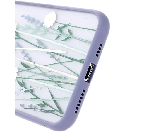 TPU+PC чехол Picture Color Buttons full camera для Apple iPhone 12 Pro (6.1") Lavender Grey / Цветы