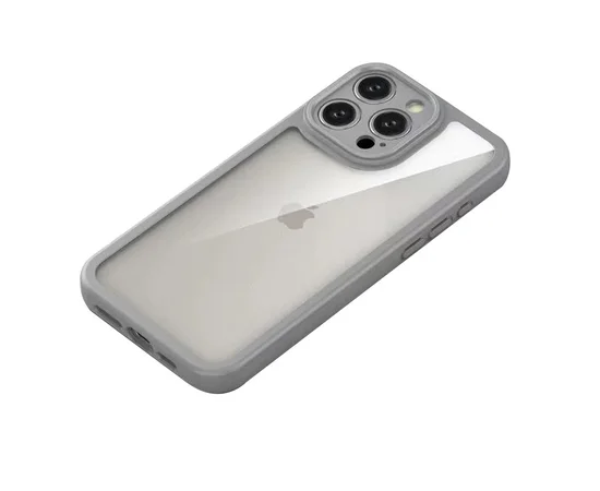 TPU чехол Transparent + Colour 1,5mm для Apple iPhone 12 Pro (6.1") Grey