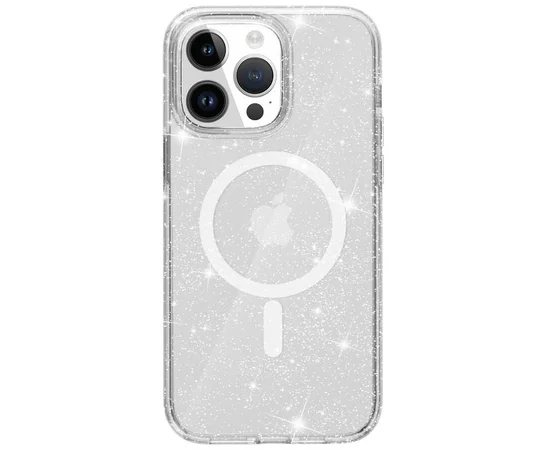 Чехол TPU Galaxy Sparkle (MagFit) для Apple iPhone 12 Pro / 12 (6.1") Clear+Glitter