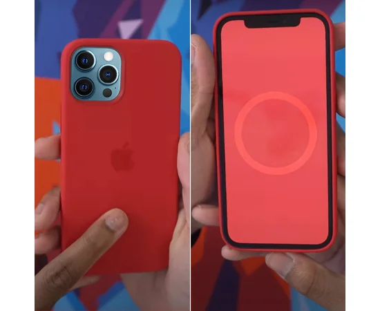 Чехол Silicone case (AAA) full with Magsafe and Animation для Apple iPhone 12 Pro / 12 (6.1") Красный / Red