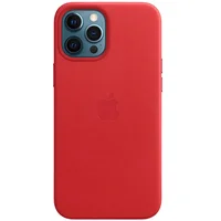 Кожаный чехол Leather Case (AAA) with MagSafe and Animation для Apple iPhone 12 Pro / 12 (6.1") Red