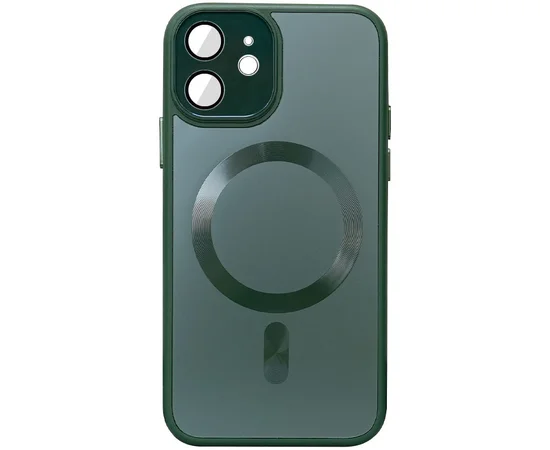 Чехол TPU+Glass Sapphire Midnight with MagSafe для Apple iPhone 12 (6.1") Зеленый / Forest green
