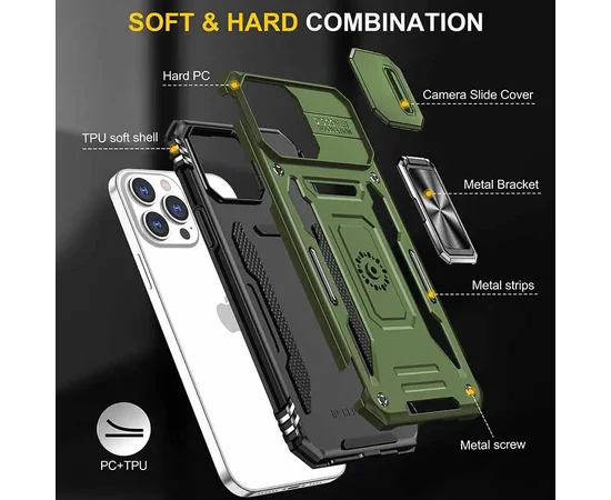 Удароміцний чохол Camshield Army Ring для Apple iPhone 12 Pro / 12 (6.1") Оливковий / Army Green