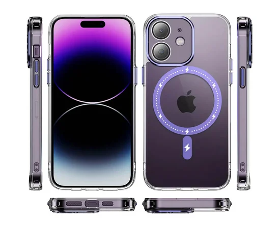 Чехол TPU+PC Colorful with MagSafe для Apple iPhone 12 (6.1") Purple