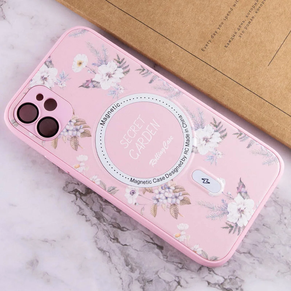 TPU+PC чехол Secret Garden with MagSafe для Apple iPhone 12 (6.1") Pink