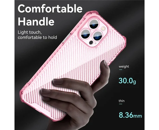 Чехол TPU Ease Carbon color series для Apple iPhone 12 Pro (6.1") Розовый / Прозрачный