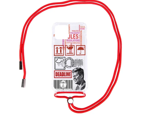 Чехол TPU Crossbody Street Style для Apple iPhone 12 Pro / 12 (6.1") Kenedy / Красный