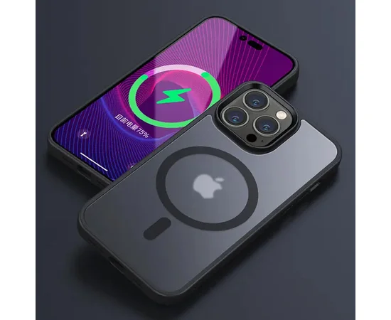 TPU+PC чехол Metal Buttons with MagSafe Colorful для Apple iPhone 12 Pro / 12 (6.1") Черный