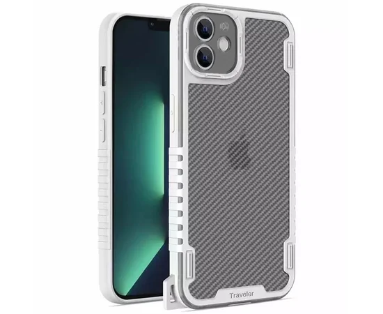 Чехол TPU+PC TRAVEL Carbon для Apple iPhone 12 (6.1") Белый
