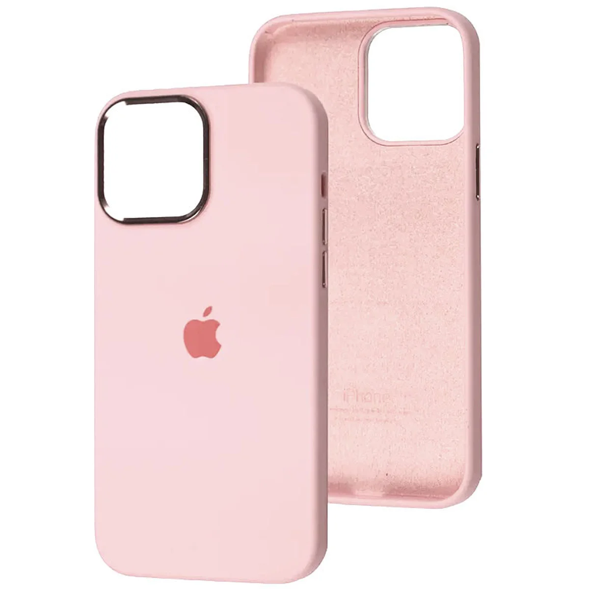 Чохол Silicone Case Metal Buttons (AA) для Apple iPhone 12 Pro / 12 (6.1") Рожевий / Chalk Pink