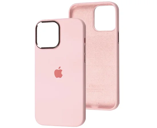 Чехол Silicone Case Metal Buttons (AA) для Apple iPhone 12 Pro / 12 (6.1") Розовый / Chalk Pink