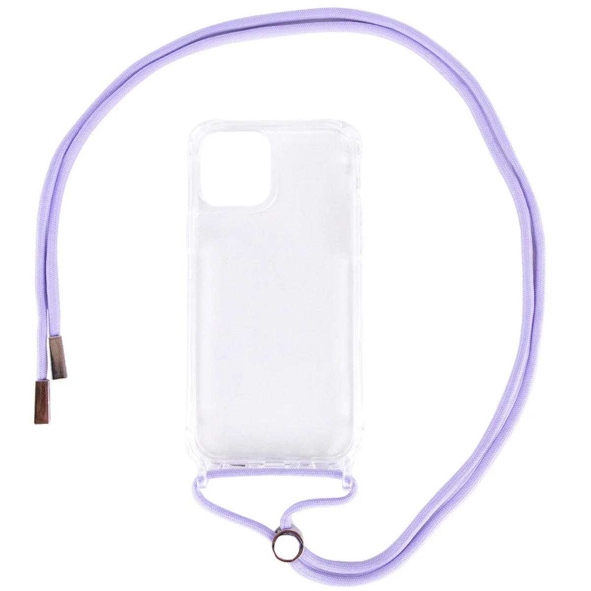 Чехол TPU Crossbody Transparent для Apple iPhone 12 Pro / 12 (6.1") Сиреневый