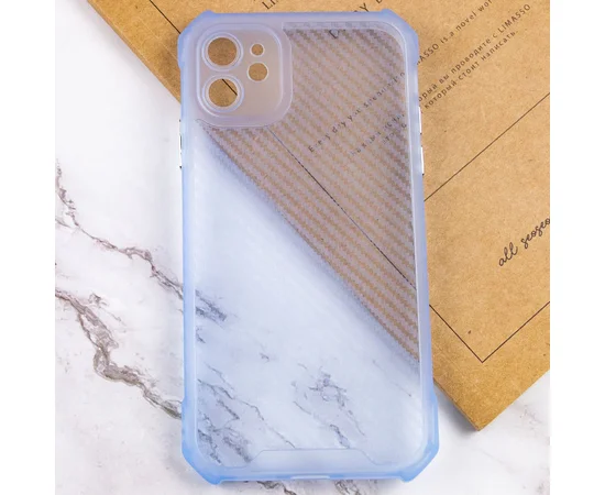 Чехол TPU Ease Carbon color series для Apple iPhone 12 (6.1") Синий / Прозрачный