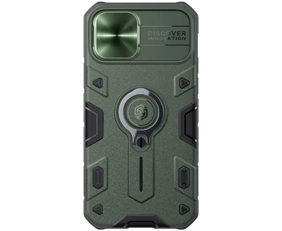 TPU+PC чехол Nillkin CamShield Armor (шторка на камеру) для Apple iPhone 12 Pro / 12 (6.1")  Зеленый