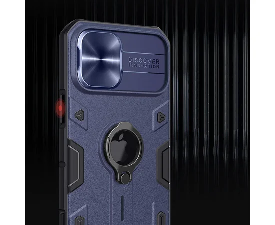 TPU+PC чехол Nillkin CamShield Armor (шторка на камеру) для Apple iPhone 12 Pro / 12 (6.1")  Синий