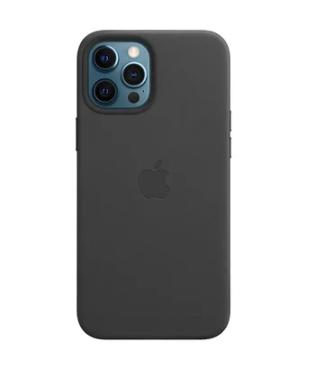 Шкіряний чохол Leather Case (AAA) з MagSafe and Animation для Apple iPhone 12 Pro / 12 (6.1") Black