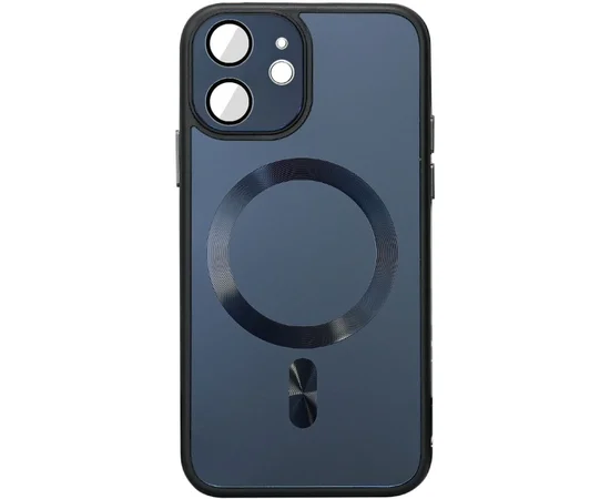 Чехол TPU+Glass Sapphire Midnight with MagSafe для Apple iPhone 12 (6.1") Черный / Black