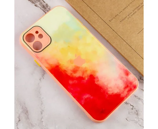 Чехол TPU+Glass Impasto abstract для Apple iPhone 12 (6.1") Red yellow