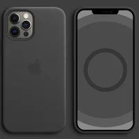 Кожаный чехол Leather Case (AAA) with MagSafe and Animation для Apple iPhone 12 Pro / 12 (6.1") Black