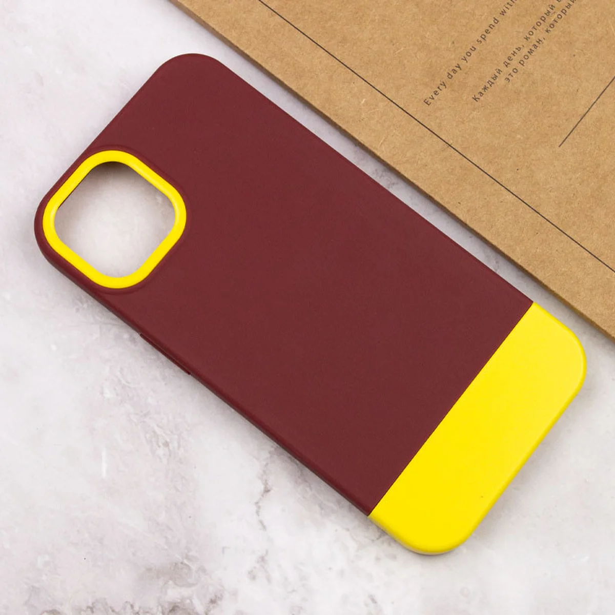 Чехол TPU+PC Bichromatic для Apple iPhone 12 Pro / 12 (6.1") Brown burgundy / Yellow