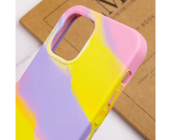 Чехол Silicone case full Aquarelle для Apple iPhone 12 Pro / 12 (6.1") Сиренево-желтый