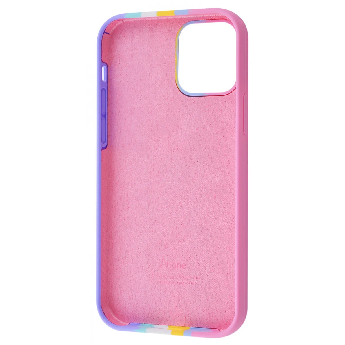 Чехол Silicone case Full Rainbow для Apple iPhone 12 Pro / 12 (6.1") Розовый / Сиреневый