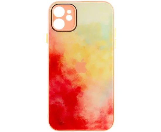 Чехол TPU+Glass Impasto abstract для Apple iPhone 12 (6.1") Red yellow