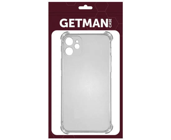 TPU чехол GETMAN Ease logo усиленные углы для Apple iPhone 12 (6.1") Серый (прозрачный)