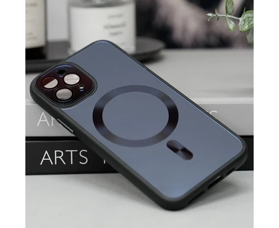 Чехол TPU+Glass Sapphire Midnight with MagSafe для Apple iPhone 12 Pro (6.1") Черный / Black