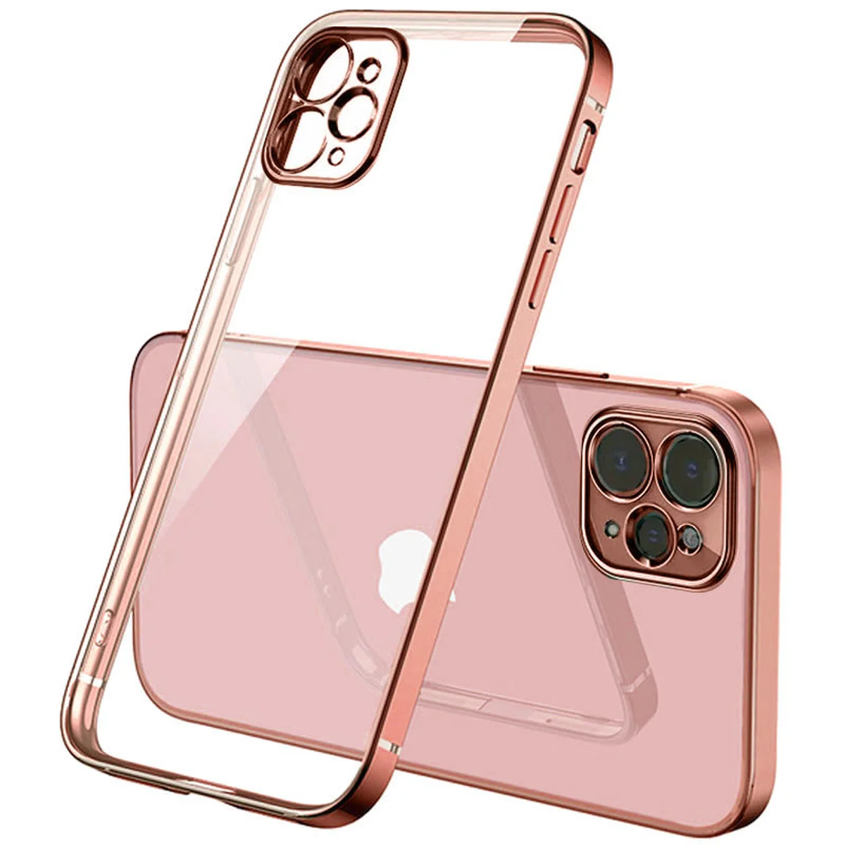 Прозрачный силиконовый чехол с глянцевой окантовкой для Apple iPhone 12 Pro / 12 (6.1") Rose Gold