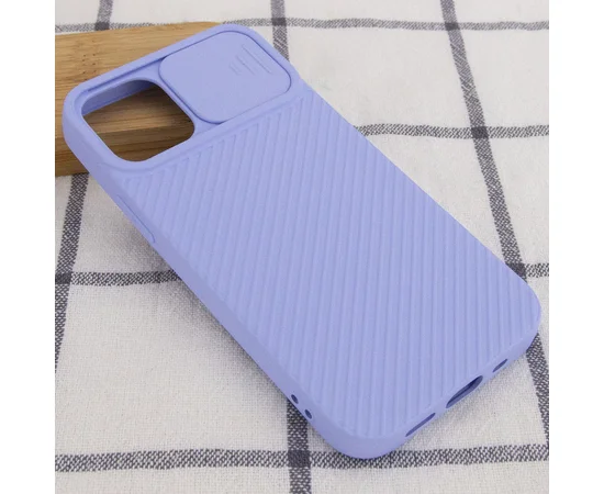 Чехол Camshield Square TPU со шторкой для камеры для Apple iPhone 12 Pro / 12 (6.1") Голубой