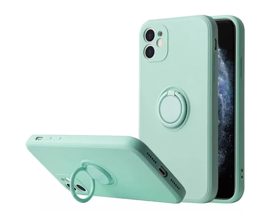 Чехол TPU Candy Ring Full Camera для Apple iPhone 12 (6.1") Бирюзовый / Ice Blue