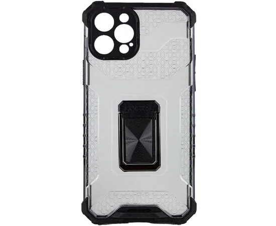 Ударопрочный чехол Transformer CrystalRing для Apple iPhone 12 Pro (6.1") Черный + Прозрачный / Черный