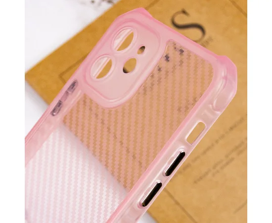 Чехол TPU Ease Carbon color series для Apple iPhone 12 (6.1") Розовый / Прозрачный