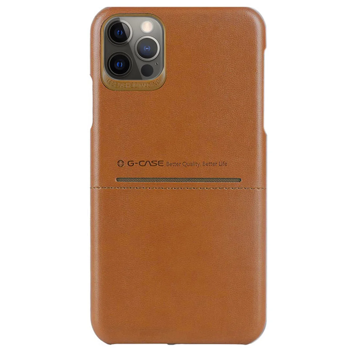 Кожаная накладка G-Case Cardcool Series для Apple iPhone 12 Pro / 12 (6.1") Коричневый