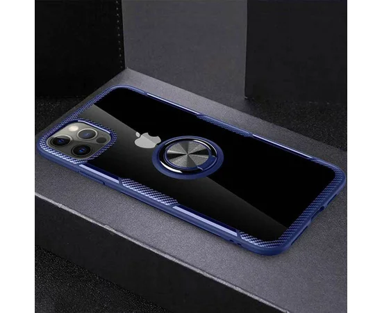 TPU+PC чехол Deen CrystalRing for Magnet (opp) для Apple iPhone 12 Pro / 12 (6.1") Бесцветный / Синий