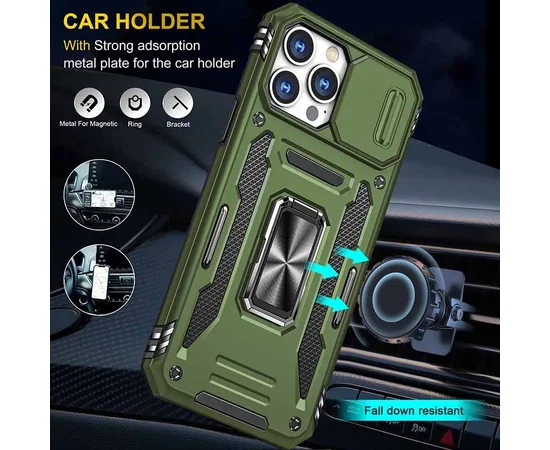 Удароміцний чохол Camshield Army Ring для Apple iPhone 12 Pro / 12 (6.1") Оливковий / Army Green