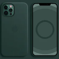 Кожаный чехол Leather Case (AAA) with MagSafe and Animation для Apple iPhone 12 Pro / 12 (6.1") Dark Green