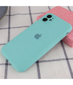 Чохол Silicone Case Full Camera Protective (AA) Apple iPhone 12 (6.1") Бірюзовий / Marine Green
