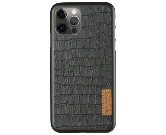 Кожаная накладка G-Case Crocodile Dark series для Apple iPhone 12 Pro / 12 (6.1") Черный