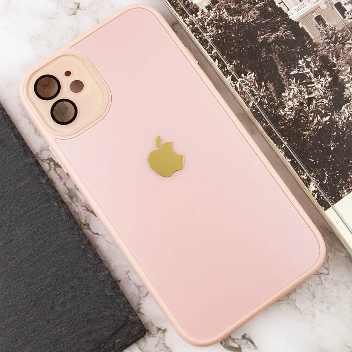 Чехол TPU+Glass Sapphire Midnight для Apple iPhone 12 (6.1") Розовый / Pink Sand