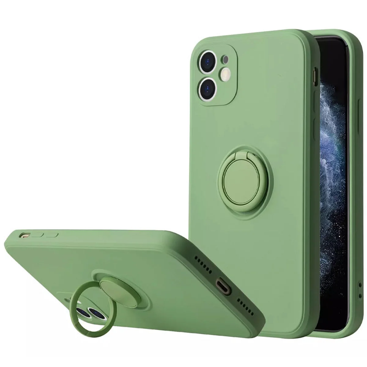 Чехол TPU Candy Ring Full Camera для Apple iPhone 12 (6.1") Мятный / Mint
