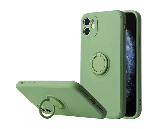 Чехол TPU Candy Ring Full Camera для Apple iPhone 12 (6.1") Мятный / Mint