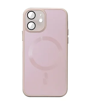 Чохол TPU+Glass Sapphire Midnight with MagSafe для Apple iPhone 12 (6.1") Рожевий / Pink Sand