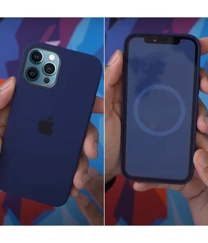 Чохол Silicone case (AAA) full with Magsafe and Animation для Apple iPhone 12 Pro / 12 (6.1 ") Синій / Deep navy