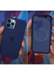 Чехол Silicone case (AAA) full with Magsafe and Animation для Apple iPhone 12 Pro / 12 (6.1") Синий / Deep navy