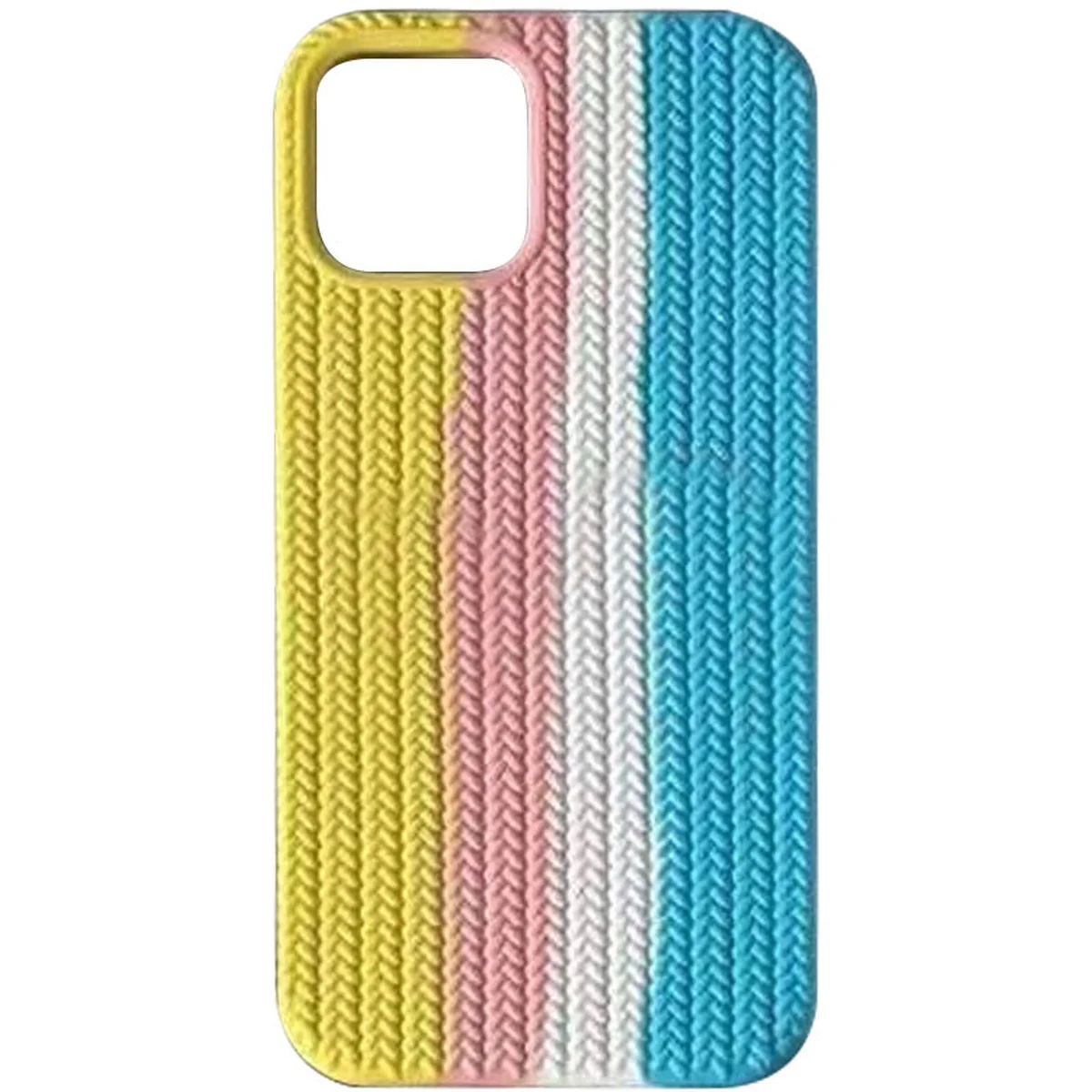 Чехол Silicone case Full Braided для Apple iPhone 12 Pro / 12 (6.1") Желтый / Голубой