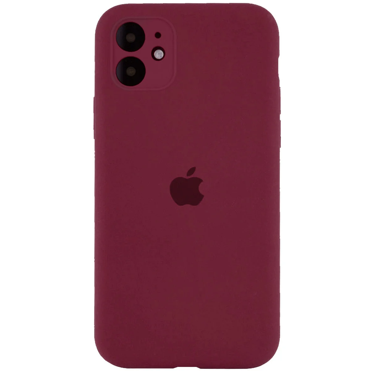 Чехол Silicone Case Full Camera Protective (AA) для Apple iPhone 12 (6.1") Бордовый / Plum