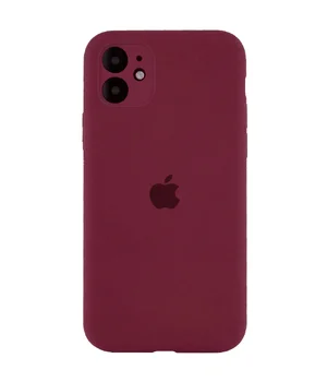 Чехол Silicone Case Full Camera Protective (AA) для Apple iPhone 12 (6.1") Бордовый / Plum